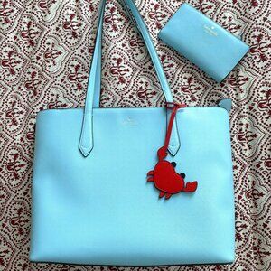 Kate Spade Crab Marlee Perfect Pool Tote +  Marlee Large Slimfold Wallet Set